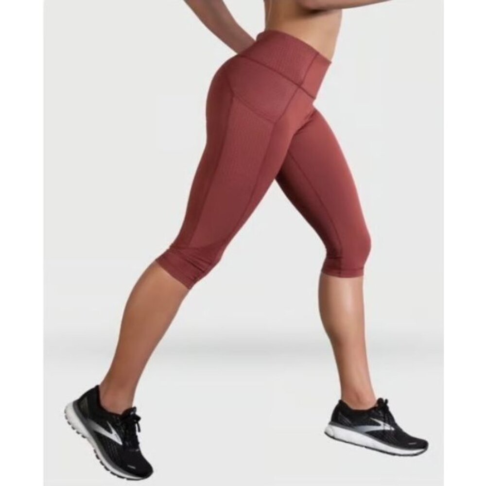 Brooks Method Womens Medium Terracotta 1/2 Crop Leggings 4 Pockets